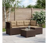 Divano da giardino 4 posti con cuscini aspetto rattan PP