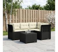 vidaXL 4-Persoons Tuinbank met Kussens Rieten Look PP Antraciet