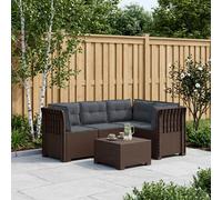vidaXL Divano da Giardino 4 Posti con Cuscini Aspetto Rattan PP, Set di divani da esterno, stile rattan moderno, resistente alle intemperie, protetto dai raggi UV, per un giardino trendy