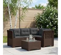 vidaXL 4-Zits Tuin Sofa met Kussens Rattan Look PP Bruin