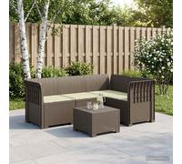vidaXL 4-Zits Tuin Sofa met Kussens Rattan Look PP Lichtgrijs