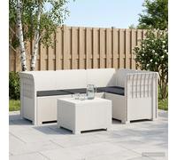 vidaXL 4-Persoons Tuinbank met Kussens Rieten Look PP Wit