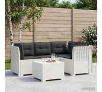 vidaXL 4-Persoons Tuinbank met Kussens Rieten Look PP Wit