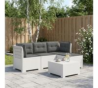 Divano da giardino 4 posti con cuscini aspetto rattan PP Bianco