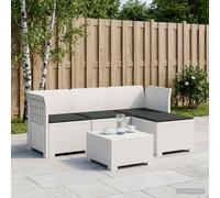 Divano da giardino 4 posti con cuscini aspetto rattan PP Bianco