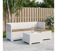 Divano da giardino 4 posti con cuscini aspetto rattan PP Bianco