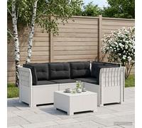 vidaXL Divano da Giardino 4 Posti con Cuscini Aspetto Rattan PP Bianco