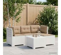 Divano da giardino 4 posti con cuscini aspetto rattan PP Bianco