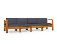 AX Salotto 4Divani Legno Scuro Massello 8Cuscini Grigio Balcone Giardino 3057947