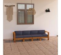 AX Salotto 4Divani Legno Scuro Massello 8Cuscini Grigio Balcone Giardino 3057947