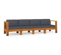 AX Salotto 4Divani Legno Scuro Massello 8Cuscini Grigio Balcone Giardino 3057947