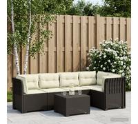 vidaXL 5-Zits Tuin Sofa met Kussens Rattan Look PP Lichtgrijs