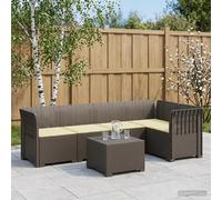 vidaXL 5-Zits Tuin Sofa met Kussens Rattan Look PP Lichtgrijs