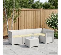 vidaXL 5-Zits Tuin Sofa Met Kussens Rattan Look PP Wit
