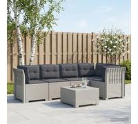 vidaXL 5-Zits Tuin Sofa met Kussens Rattan Look PP Wit
