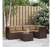 vidaXL 5-Zits Tuin Sofa met Kussens Rattan Look PP Bruin