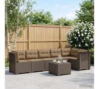 vidaXL Divano da Giardino 6 Posti con Cuscini Aspetto Rattan PP