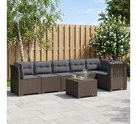 vidaXL Divano da Giardino 6 Posti con Cuscini Aspetto Rattan PP