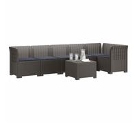 vidaXL Divano da Giardino 6 Posti con Cuscini Aspetto Rattan PP