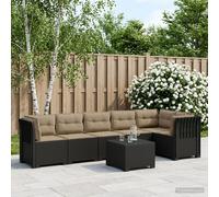 vidaXL 6-Zits Tuin Sofa met Kussens Rattan Look PP Antraciet