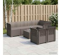 vidaXL Divano da Giardino 7 Posti Aspetto Rattan PP Grigio Chiaro
