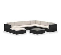 vidaXL Set Divani da Giardino 8 pz con Cuscini in Polyrattan Nero
