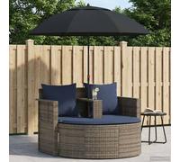 vidaXL Divano da giardino 8 pz polyrattan Grigio e Blu Navy