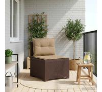 vidaXL Eénpersoons Tuinbank met Kussens Rattan Look PP Bruin