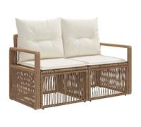 vidaXL Divano da giardino a 2 posti, beige, rattan sintetico, sedie da giardino e terrazza, poltrona rustica, divano resistente alle intemperie, poltrona in vimini, loveseat a due posti