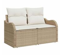 vidaXL Divano da esterno Beige e Panna con spazio di archiviazione per 2 persone Divano in rattan moderno Balcone Patio Resistente alle intemperie Cuscini comodi Inclusi Mobili da lounge Seduta Contem