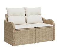 vidaXL Divano da esterno Beige e Panna con spazio di archiviazione per 2 persone Divano in rattan moderno Balcone Patio Resistente alle intemperie Cuscini comodi Inclusi Mobili da lounge Seduta Contem