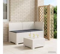 vidaXL Tweedelige Tuinbank met Kussens Rattan Look PP Wit