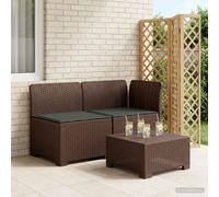 vidaXL Tweedelige Tuinbank met Kussens Rattan Look PP Bruin