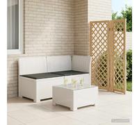 vidaXL Tweedelige Tuinbank met Kussens Rattan Look PP Wit