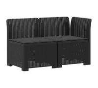 vidaXL Tweedelige Tuinbank met Kussens Rattan Look PP Antraciet