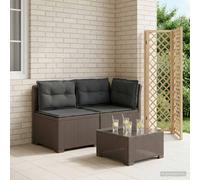 vidaXL Tweedelige Tuinbank met Kussens Rattan Look PP Lichtgrijs