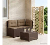 vidaXL Tweedelige Tuinbank met Kussens Rattan Look PP Bruin