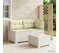 vidaXL Tweedelige Tuinbank met Kussens Rattan Look PP Wit