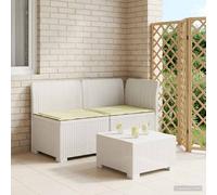 vidaXL Tweedelige Tuinbank met Kussens Rattan Look PP Wit