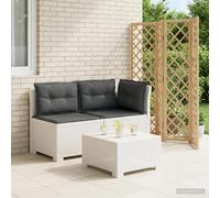 vidaXL Tweedelige Tuinbank met Kussens Rattan Look PP Wit