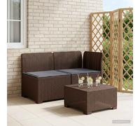 vidaXL Tweedelige Tuinbank met Kussens Rattan Look PP Bruin