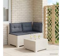 vidaXL Tweedelige Tuinbank met Kussens Rattan Look PP Wit