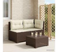 vidaXL Tweedelige Tuinbank met Kussens Rattan Look PP Bruin