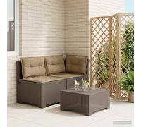 vidaXL Tweedelige Tuinbank met Kussens Rattan Look PP Lichtgrijs