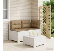 vidaXL Tweedelige Tuinbank met Kussens Rattan Look PP Wit