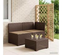 vidaXL Tweedelige Tuinbank met Kussens Rattan Look PP Bruin