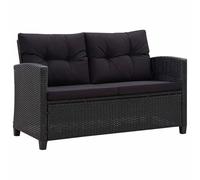 vidaXL Divano da Giardino a 2 Posti con Cuscini Divanetto con Imbottitura Salottino da Esterni Mobili per Patio Nero 124 cm in Polyrattan