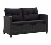 vidaXL Divano da Giardino a 2 Posti con Cuscini Divanetto con Imbottitura Salottino da Esterni Mobili per Patio Nero 124 cm in Polyrattan