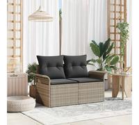 vidaXL Divano da Giardino a 2 Posti con Cuscini Grigio Chiaro in Polyrattan