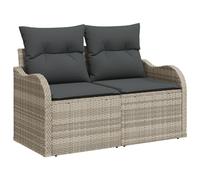 vidaXL Divano da Giardino a 2 posti con Cuscini Grigio Chiaro polyrattan Divano modulare per Esterno con Piedi Regolabili Resistente agli Agenti atmosferici mobili per Relax contemporanei Divano Ang